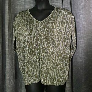 Simply Vera Vera Wang Animal Print Ruched-shoulder Dolman Tee Size 2X Slinky